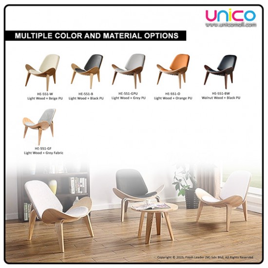 Modern Nordic Accent Chair – Wooden Lounge Chair with PU Leather or Fabric Seat Modern Nordic Accent Chair – Wooden Lounge Chair with PU Leather or Fabric Seat