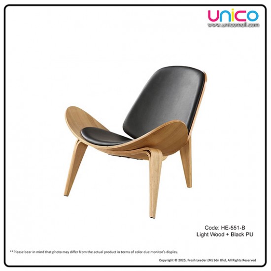 Modern Nordic Accent Chair – Wooden Lounge Chair with PU Leather or Fabric Seat Modern Nordic Accent Chair – Wooden Lounge Chair with PU Leather or Fabric Seat