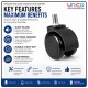 Office Chair Replacement Wheels M8 x 13mm Silent 48mm Casters