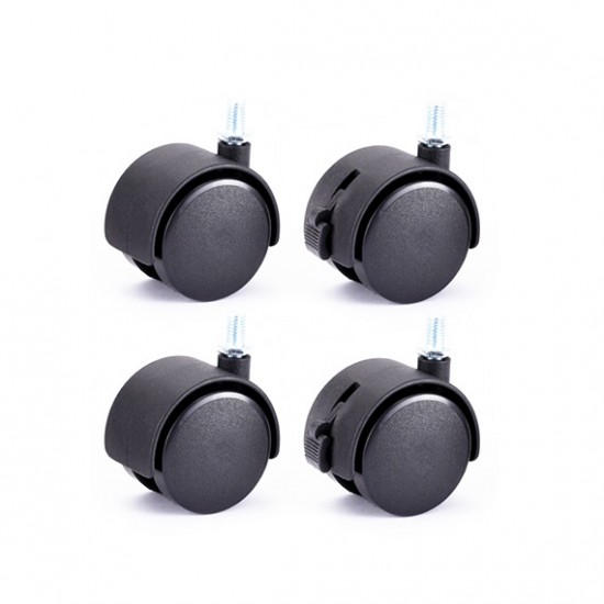 1.5 Inch Replacement Caster Wheels (4 pcs) – M8 Threaded, 2 Locking + 2 Non-Locking for Cart & Chair