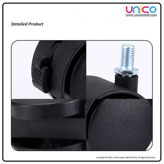 1.5 Inch Replacement Caster Wheels (4 pcs) – M8 Threaded, 2 Locking + 2 Non-Locking for Cart & Chair