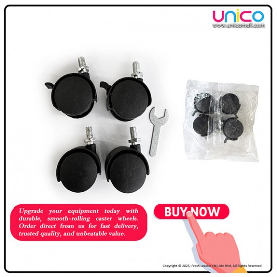 1.5 Inch Replacement Caster Wheels (4 pcs) – M8 Threaded, 2 Locking + 2 Non-Locking for Cart & Chair