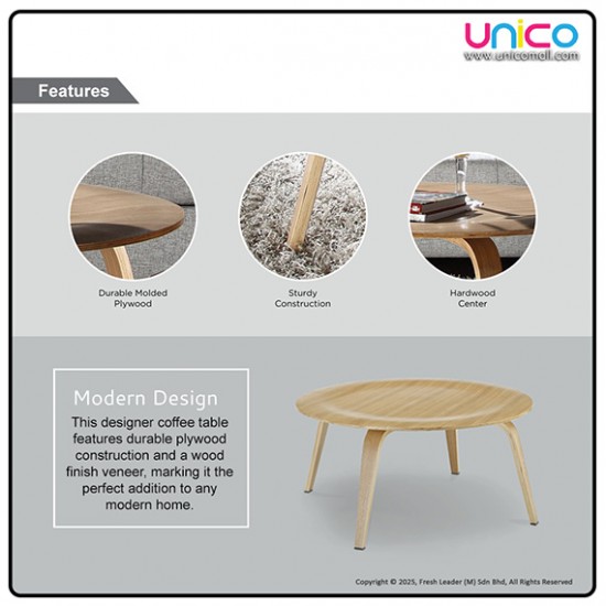 Modern Scandinavian Round Coffee Table – Sturdy Wooden Design for Living Room & Office Modern Scandinavian Round Coffee Table – Sturdy Wooden Design for Living Room & Office