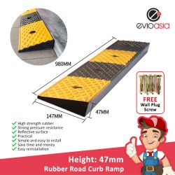 Heavy Duty Rubber Road Curb Ramp, Height 47MM