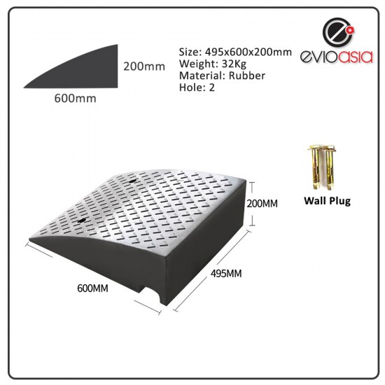 Heavy Duty Rubber Road Curb Ramp, Height 200MM Heavy Duty Rubber Road Curb Ramp, Height 200MM
