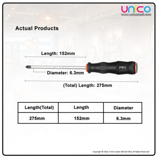 AIRAJ Handle Screwdriver + 6.3*150mm AIRAJ Handle Screwdriver + 6.3*150mm