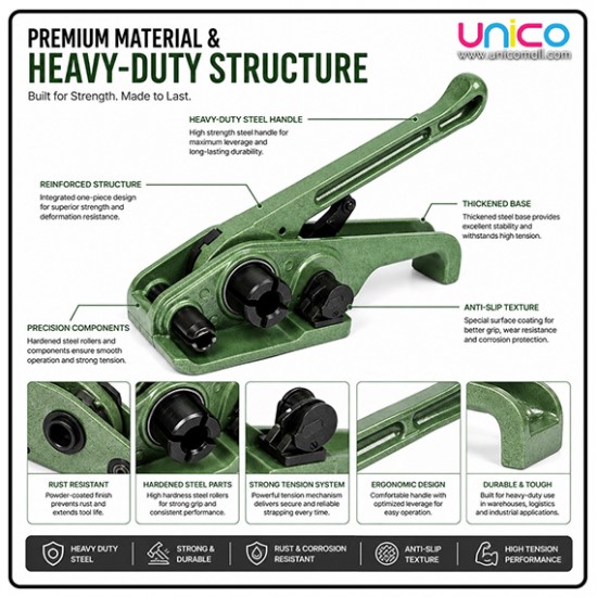 Manual PP/PET Strapping Tensioner Tool 12-19mm Heavy Duty