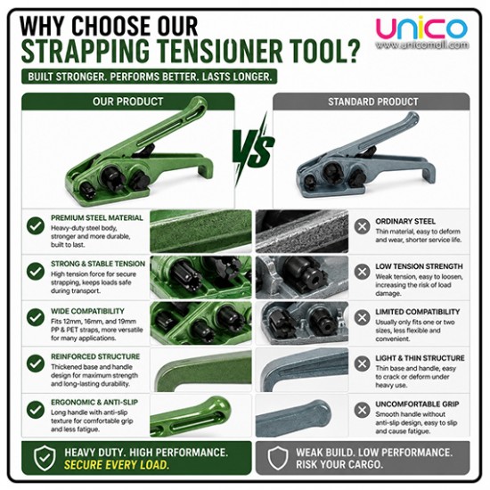 Manual PP/PET Strapping Tensioner Tool 12-19mm Heavy Duty