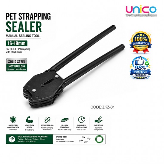 Heavy Duty Manual PET Strapping Sealer 16–19mm Solid Steel Tool