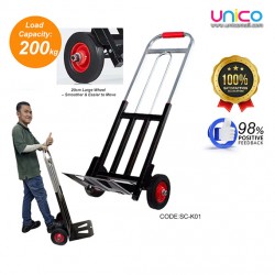 Foldable Heavy Duty Hand Cart Trolley – 200kg Load Capacity, Metal Frame for Home & Warehouse Use