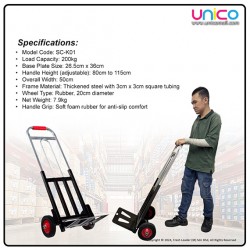 Foldable Heavy Duty Hand Cart Trolley – 200kg Load Capacity, Metal Frame for Home & Warehouse Use