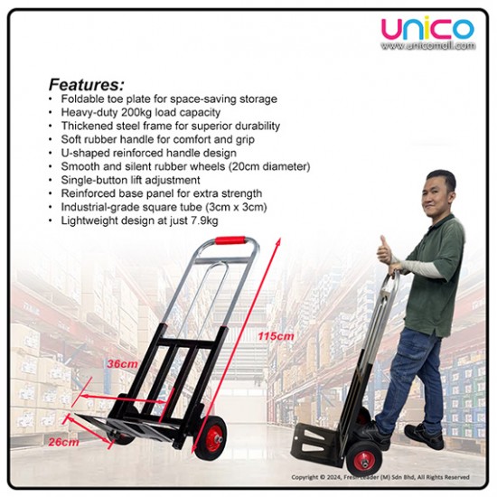Foldable Heavy Duty Hand Cart Trolley – 200kg Load Capacity, Metal Frame for Home & Warehouse Use Foldable Heavy Duty Hand Cart Trolley – 200kg Load Capacity, Metal Frame for Home & Warehouse Use