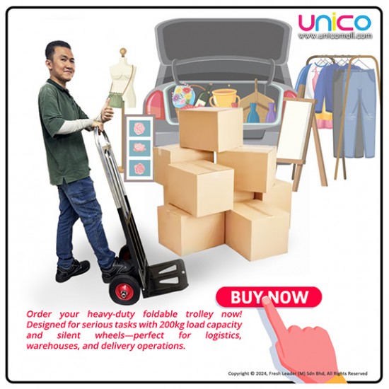 Foldable Heavy Duty Hand Cart Trolley – 200kg Load Capacity, Metal Frame for Home & Warehouse Use Foldable Heavy Duty Hand Cart Trolley – 200kg Load Capacity, Metal Frame for Home & Warehouse Use