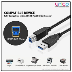 Fast Data Transfer: USB 3.0 AM to BM Printer Cable | Unicomall