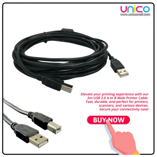 Unicomall USB 2.0 Printer Cable: A to B Male | High-Speed Connection Unicomall USB 2.0 Printer Cable: A to B Male | High-Speed Connection