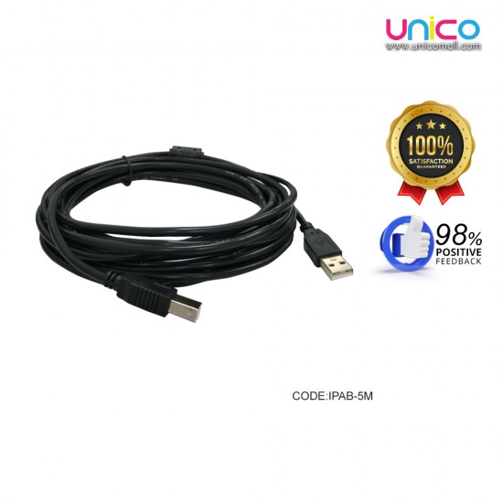 Unicomall USB 2.0 Printer Cable: A to B Male | High-Speed Connection