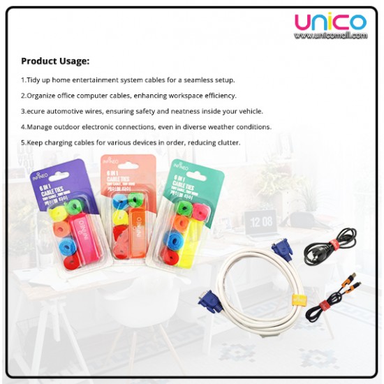 Infineo 6 in 1 Cable Ties: Your Ultimate Cable Management Solution at Unicomall.com