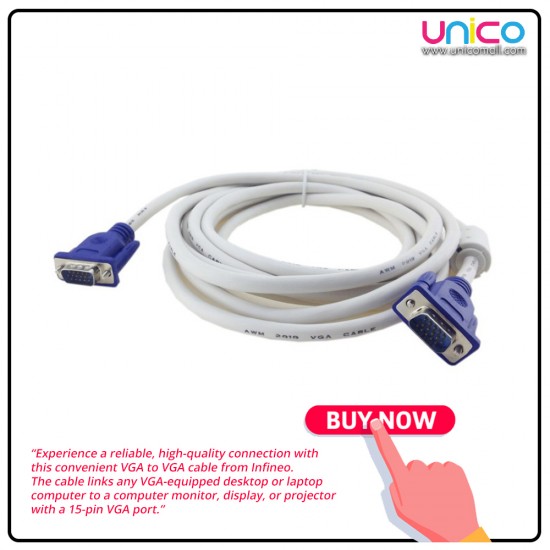 Get Crisp Display with INFINEO VGA Cable: Male to Male (1.5m/3m/5m) | Unicomall Get Crisp Display with INFINEO VGA Cable: Male to Male (1.5m/3m/5m) | Unicomall