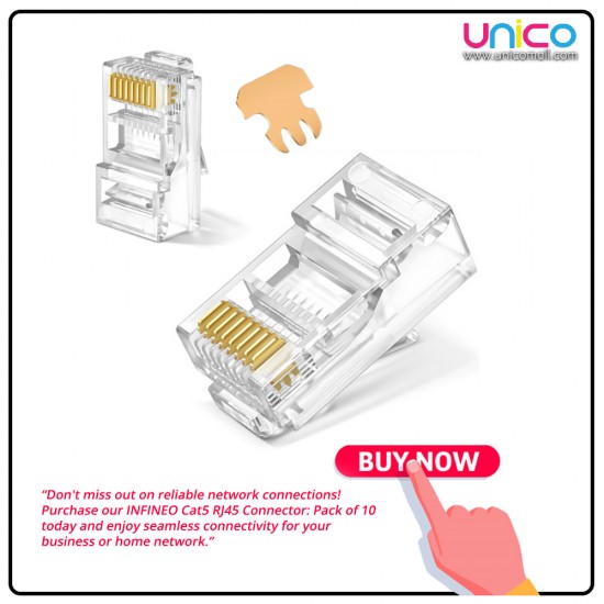 INFINEO Cat5 RJ45 Connector 10pcs: High-Quality Ethernet Connectors INFINEO Cat5 RJ45 Connector 10pcs: High-Quality Ethernet Connectors