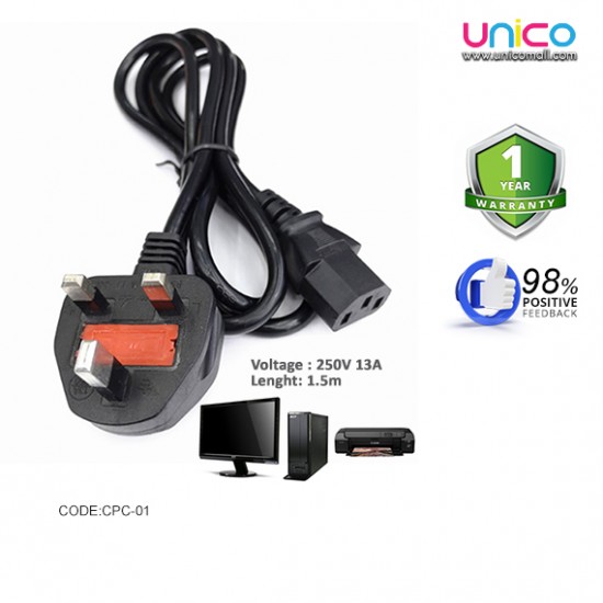 Universal Laptop Adapter Cable | 3-Pin Charger Cord 1.5M Length Universal Laptop Adapter Cable | 3-Pin Charger Cord 1.5M Length