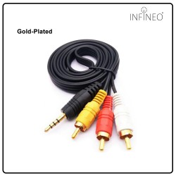 Mini Jack Male 3.5mm to RCA 3 IN 1 AUX Cable -5Meter