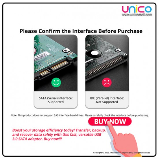 High-Speed USB 3.0 to SATA Adapter with Power – 2.5/3.5 Inch HDD & SSD Converter, Up to 260MB/s