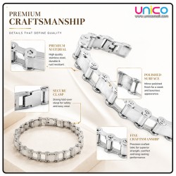 Premium Stainless Steel Motorcycle Chain Bracelet for Men – Silver Biker Link Bracelet 21.3CM