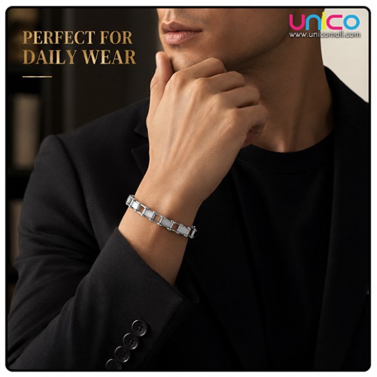 Premium Stainless Steel Motorcycle Chain Bracelet for Men – Silver Biker Link Bracelet 21.3CM