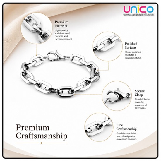 Premium Stainless Steel Paperclip Link Bracelet for Men & Women – Polished Fashion Chain Jewelry
