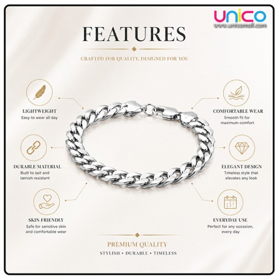 Premium Stainless Steel Cuban Link Bracelet for Men