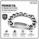 316L Stainless Steel Men's ID Chain Bracelet Heavy Duty Cuban Link Bracelet Silver Wrist Bracelet for Men Fashion Jewelry