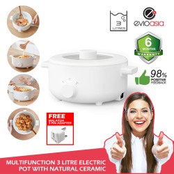 Multifunction 3 Litre Electric HotPot with Natural Ceramic