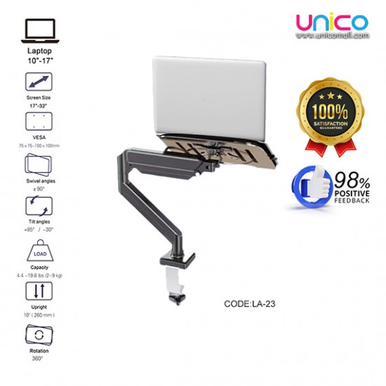 Ergonomic 17" Laptop Desk Mount – Adjustable Arm Stand, Supports 1–10kg, No Drilling Required
