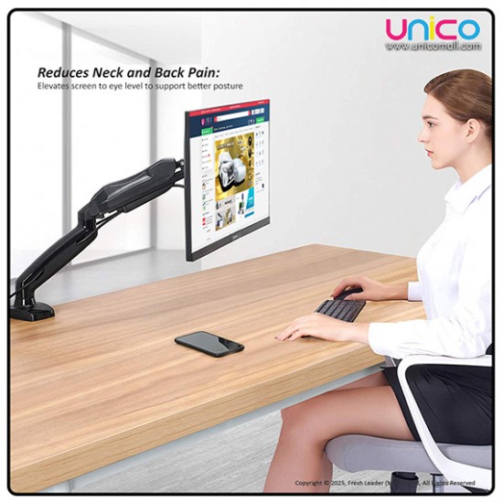 Desk-Mounted Monitor Arm with Gas Spring – Supports 17–30" Screens