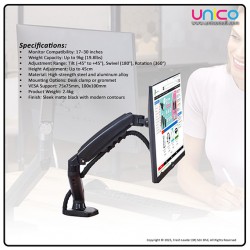 Adjustable Monitor Stand for Desk – V-Star V80 Arm Mount, Fits 17 to 30 Inch Monitors