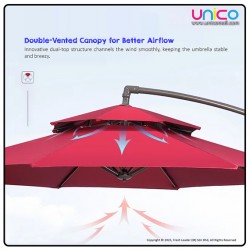 Large 2.7m Patio Sunshade Umbrella – Wind-Resistant Outdoor Umbrella with Heavy 65kg Base for Garden & Café