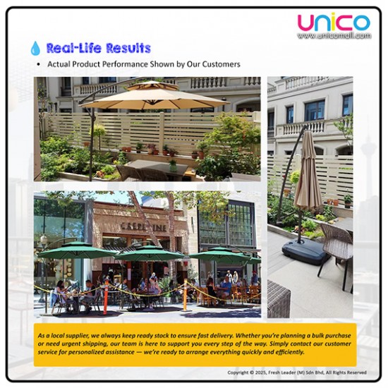 Large 2.7m Patio Sunshade Umbrella – Wind-Resistant Outdoor Umbrella with Heavy 65kg Base for Garden & Café
