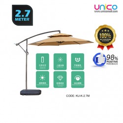 Large 2.7m Patio Sunshade Umbrella – Wind-Resistant Outdoor Umbrella with Heavy 65kg Base for Garden & Café