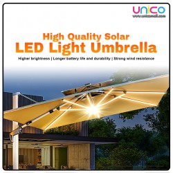 Luxury Romance Patio Umbrella with Solar LED Lighting - 3m x 3m