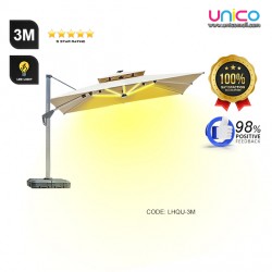 Luxury Romance Patio Umbrella with Solar LED Lighting - 3m x 3m