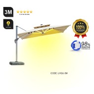 Luxury Romance Patio Umbrella with Solar LED Lighting - 3m x 3m