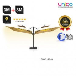 Premium 3 Meter Garden Umbrella with Solar Lights – Durable Wind-Resistant Double-Top Design