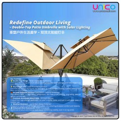 Premium 3 Meter Garden Umbrella with Solar Lights – Durable Wind-Resistant Double-Top Design