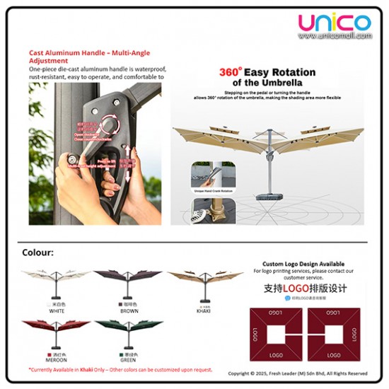 Premium 3 Meter Garden Umbrella with Solar Lights – Durable Wind-Resistant Double-Top Design