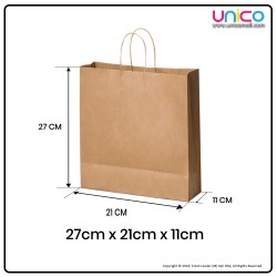 Eco-Friendly Brown Paper Takeaway Bags - Carry-On Size