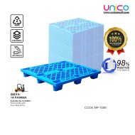 Heavy-Duty Plastic Pallet 1m x 0.8m – Nine-Leg Blue Grid Design for Industrial Use