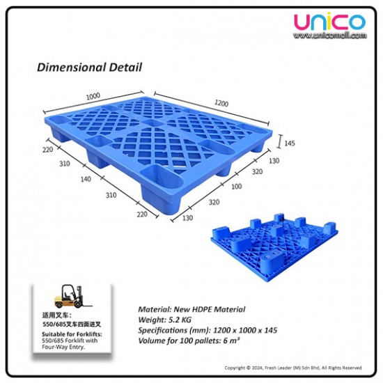 Heavy-Duty Plastic Pallet 1.2m x 1.0m – Nine-Leg Blue Grid Design for Industrial Use Heavy-Duty Plastic Pallet 1.2m x 1.0m – Nine-Leg Blue Grid Design for Industrial Use