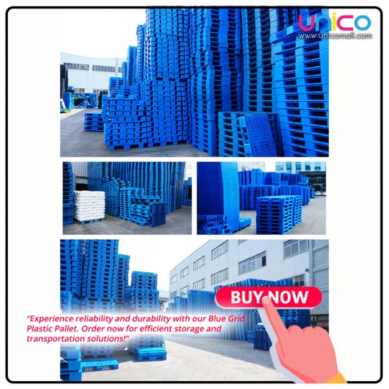 Heavy-Duty Plastic Pallet 1.2m x 1.0m – Nine-Leg Blue Grid Design for Industrial Use Heavy-Duty Plastic Pallet 1.2m x 1.0m – Nine-Leg Blue Grid Design for Industrial Use