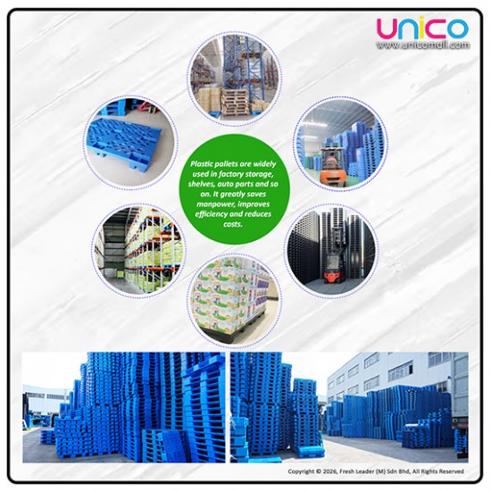 Industrial-Grade HDPE Pallet (Blue) – Durable Grid Deck, 3-Stringer Base for Storage & Transport