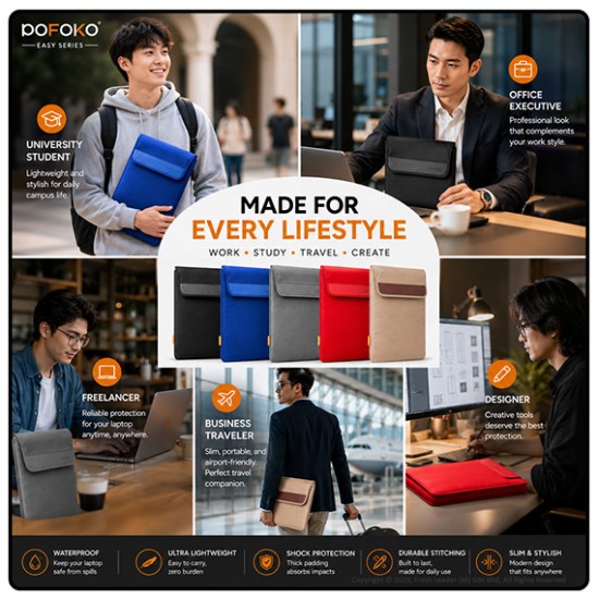 POFOKO Easy Series Laptop Sleeve Bag 11.6–17 Inch Portable